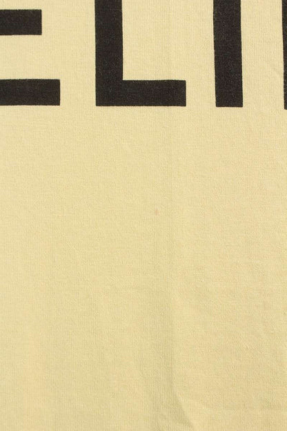 CELINE Loose Fit Logo Print T-shirt Yellow Cotton Size L