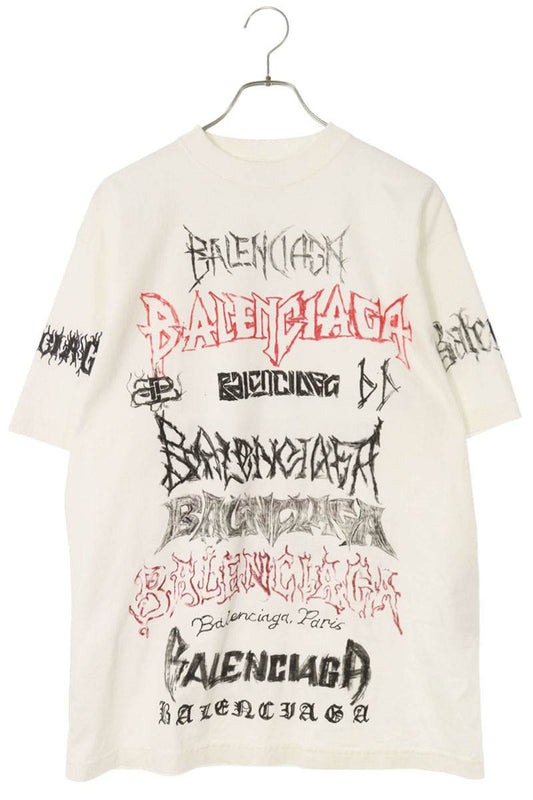Balenciaga Logo Print T-Shirt White Size XXS