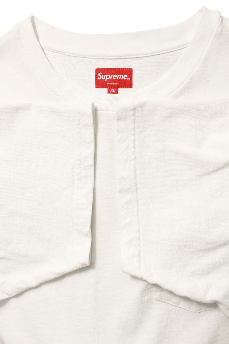 Supreme S S Pocket Tee Logo Embroidered T-Shirt White Size XL