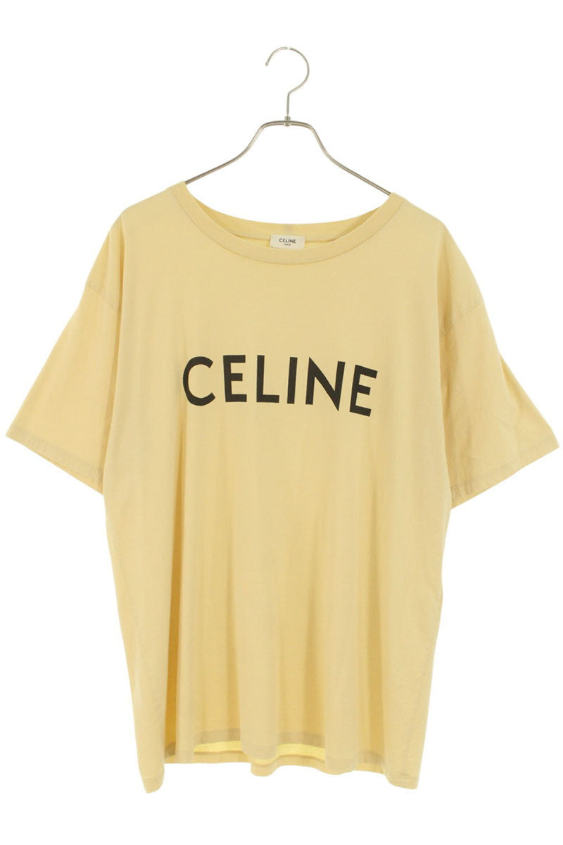 CELINE Loose Fit Logo Print Tee Yellow Size L