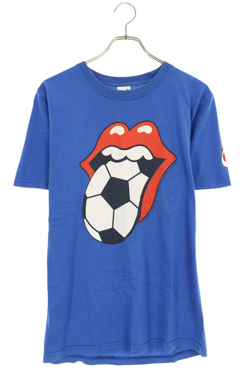 VINTAGE ROLLING STONES Soccer Ball Print Tee Blue Size S
