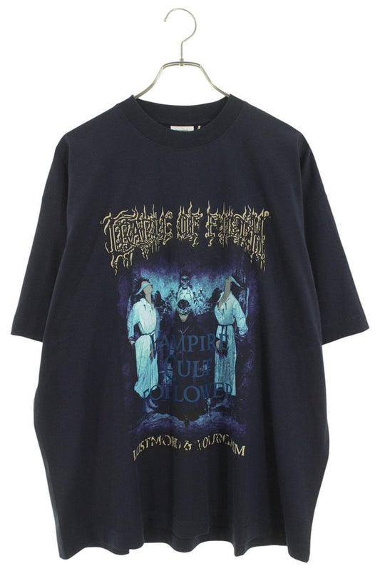 VETEMENTS 25AW Cof VAMPIRE CULT Oversized Tee Navy Size XS