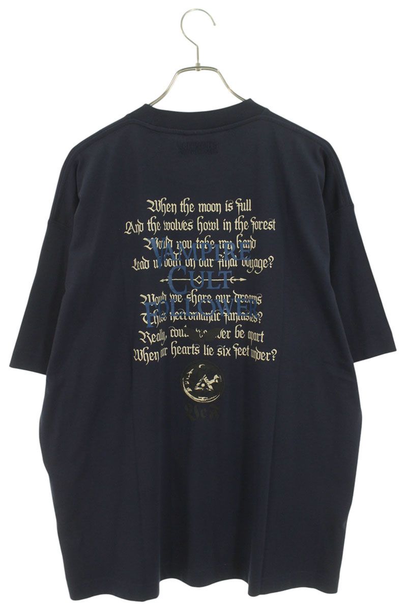 VETEMENTS 25AW Cof VAMPIRE CULT Oversized Tee Navy Size XS