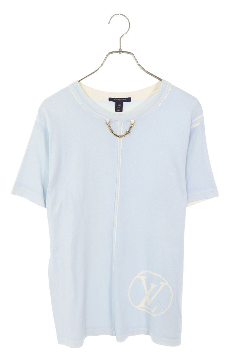 Louis Vuitton 23SS Chain Logo T-Shirt Blue Size XXL
