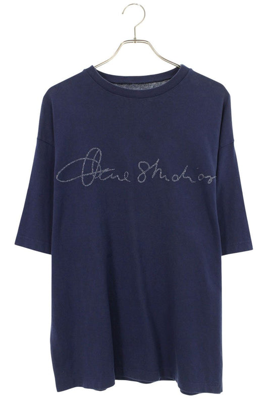 ACNE STUDIOS Blue Embroidered Logo T-Shirt Size S