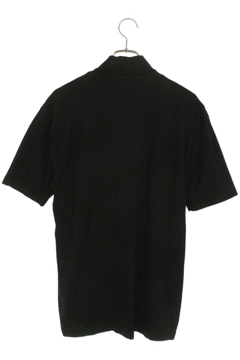 PRADA Triangle Logo Plate Zip T-Shirt Black Cotton Size M