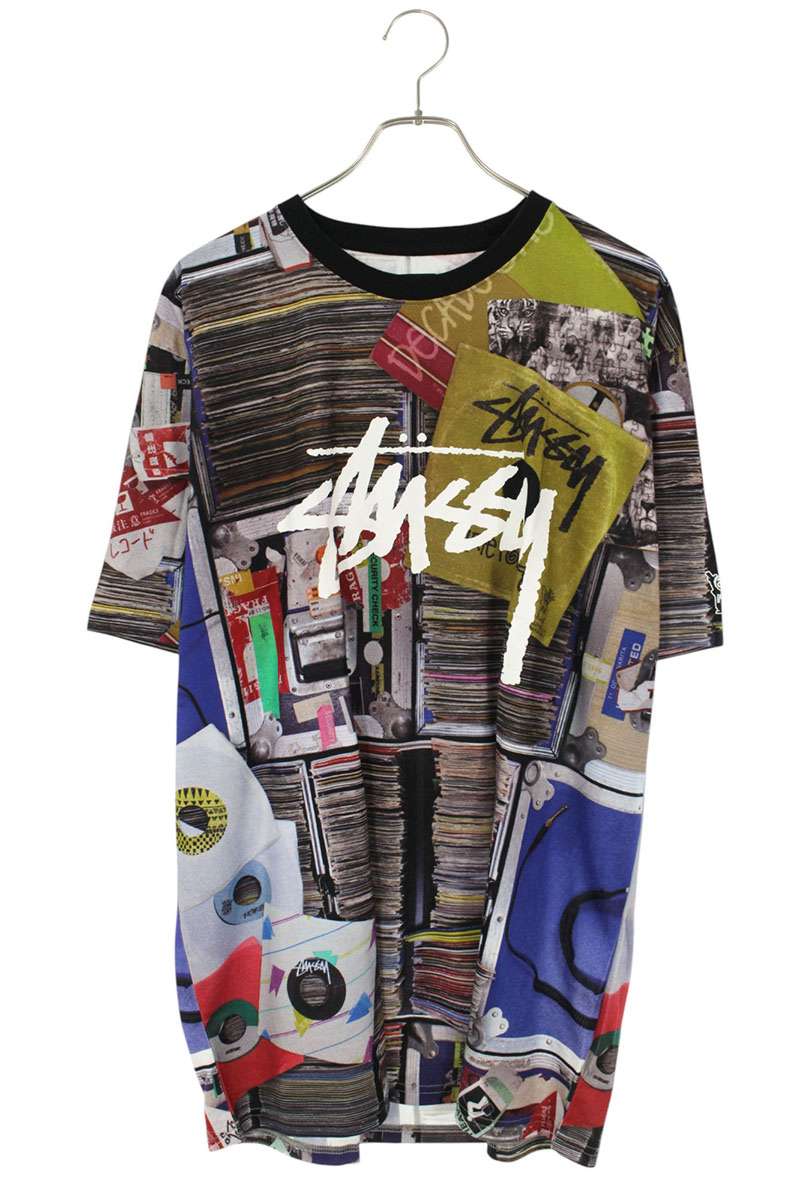 STUSSY Record Print T-Shirt Multi Cotton Size XL
