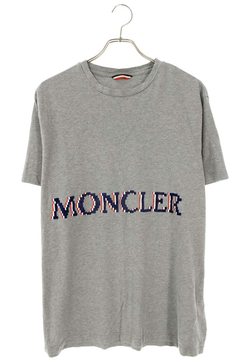 MONCLER Dot Logo T-Shirt Gray Cotton Size XXL