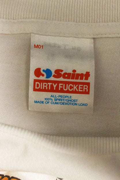 SAINT MICHAEL Oversized Front Print Tee White Size L