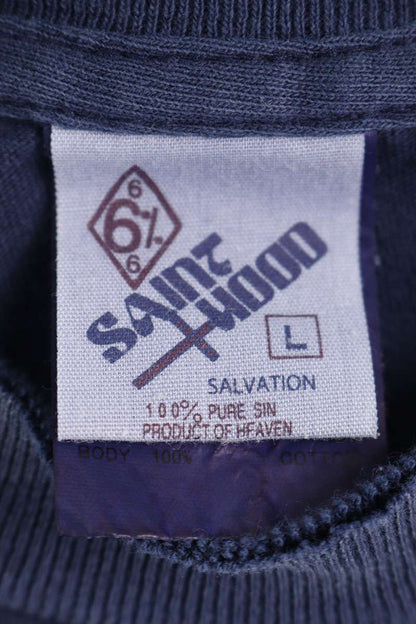 SAINT MICHAEL 25SS Skull Print Vintage Tee Blue Size L
