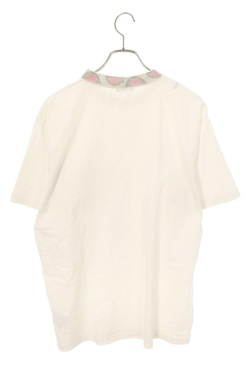 DIOR Mock Neck Flower Design T-Shirt White Size M