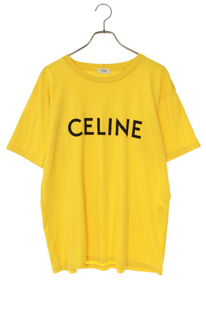 CELINE Logo Print Loose Fit T-Shirt Yellow/Black Size S