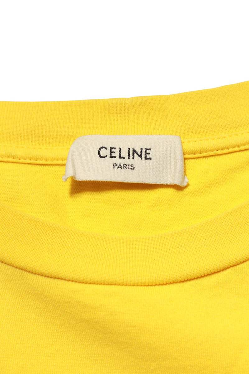 CELINE Logo Print Loose Fit T-Shirt Yellow/Black Size S