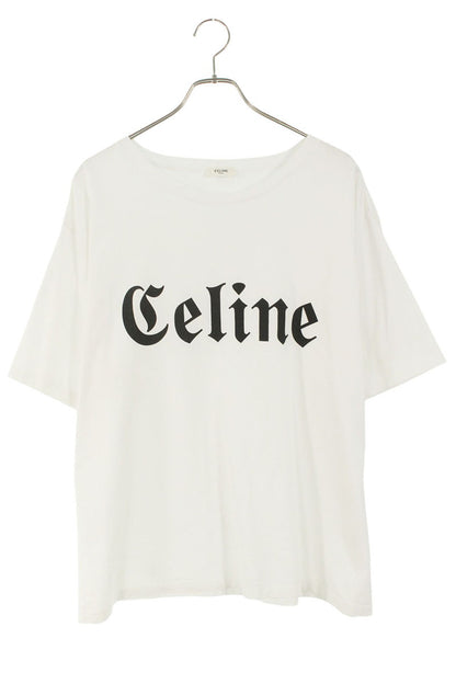 CELINE Gothic Logo Print T-Shirt White Size M