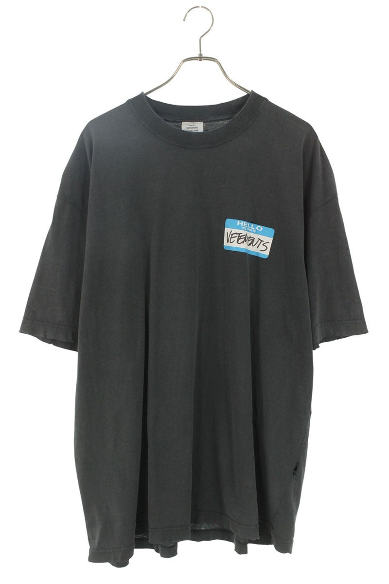 Vetements 23SS Hello my name is Print T-Shirt Gray Size S
