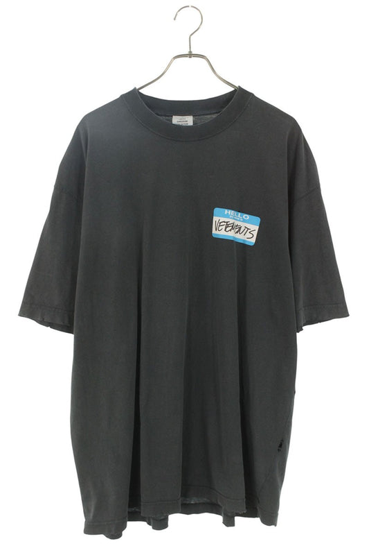 Vetements 23SS Hello my name is Print T-Shirt Gray Size S