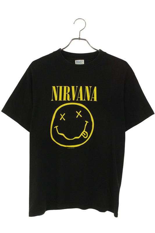 VINTAGE Nirvana SMILE Print T-shirt Black Size M