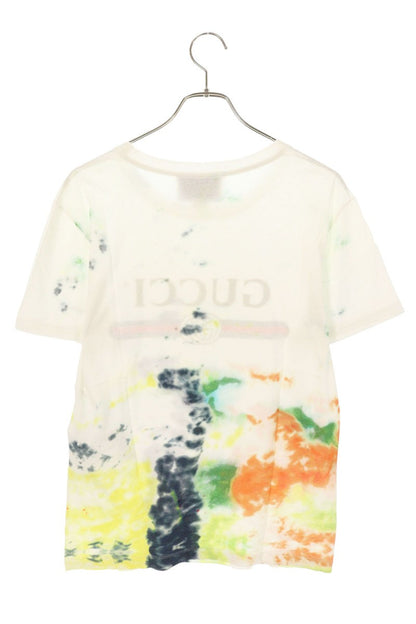 GUCCI Tie-Dye Front Logo T-shirt White Size XS