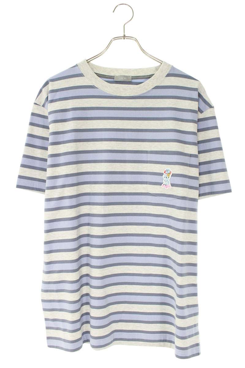 DIOR Applique Pocket Striped T-shirt Multi Size M