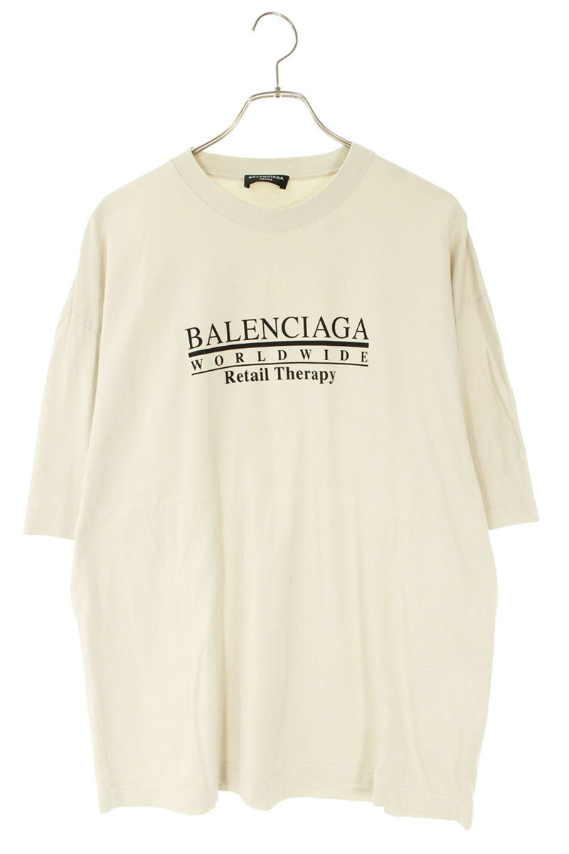 Balenciaga WORLDWIDE Logo Print T-Shirt Beige Size L