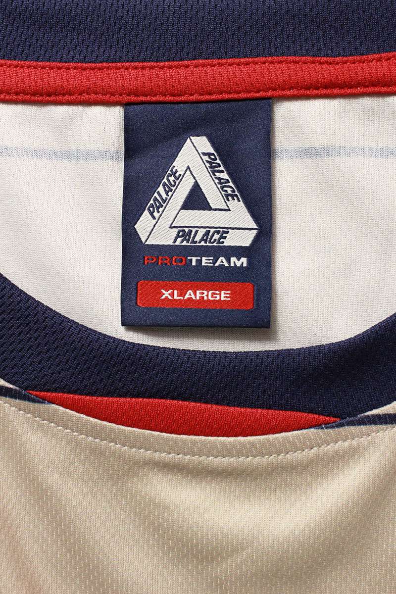 Palace PRO TEAM JERSEY T-Shirt Beige x Blue Size XL
