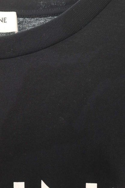 CELINE Logo Rhinestone T-Shirt Black Size M