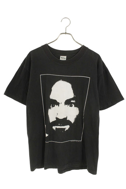 VINTAGE 90s Charles Manson CHARLIE DON'T SURF T Black Size L