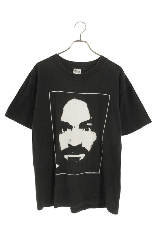 VINTAGE 90s Charles Manson CHARLIE DON'T SURF T Black Size L