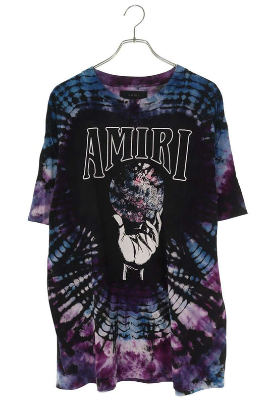 Amiri Tie Dye Logo Print T-Shirt Black x Blue x Purple Size XL