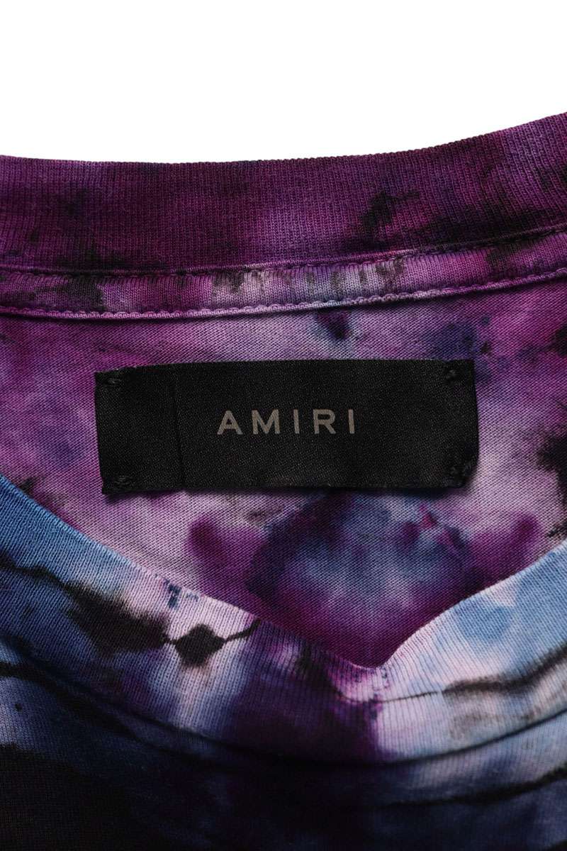Amiri Tie Dye Logo Print T-Shirt Black x Blue x Purple Size XL
