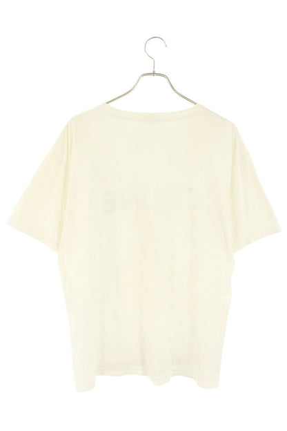 CELINE White Cotton Rhinestone Logo T-shirt Size M