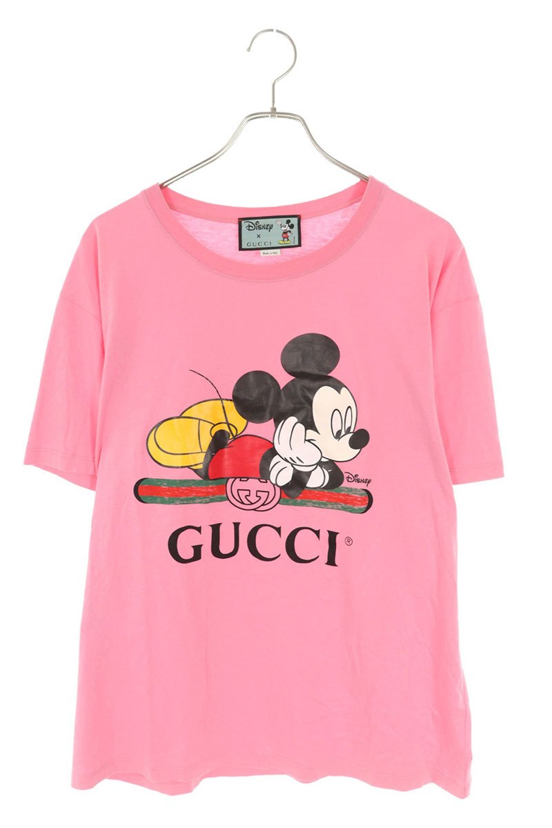 GUCCI Pink Cotton Character Print T-shirt Size L