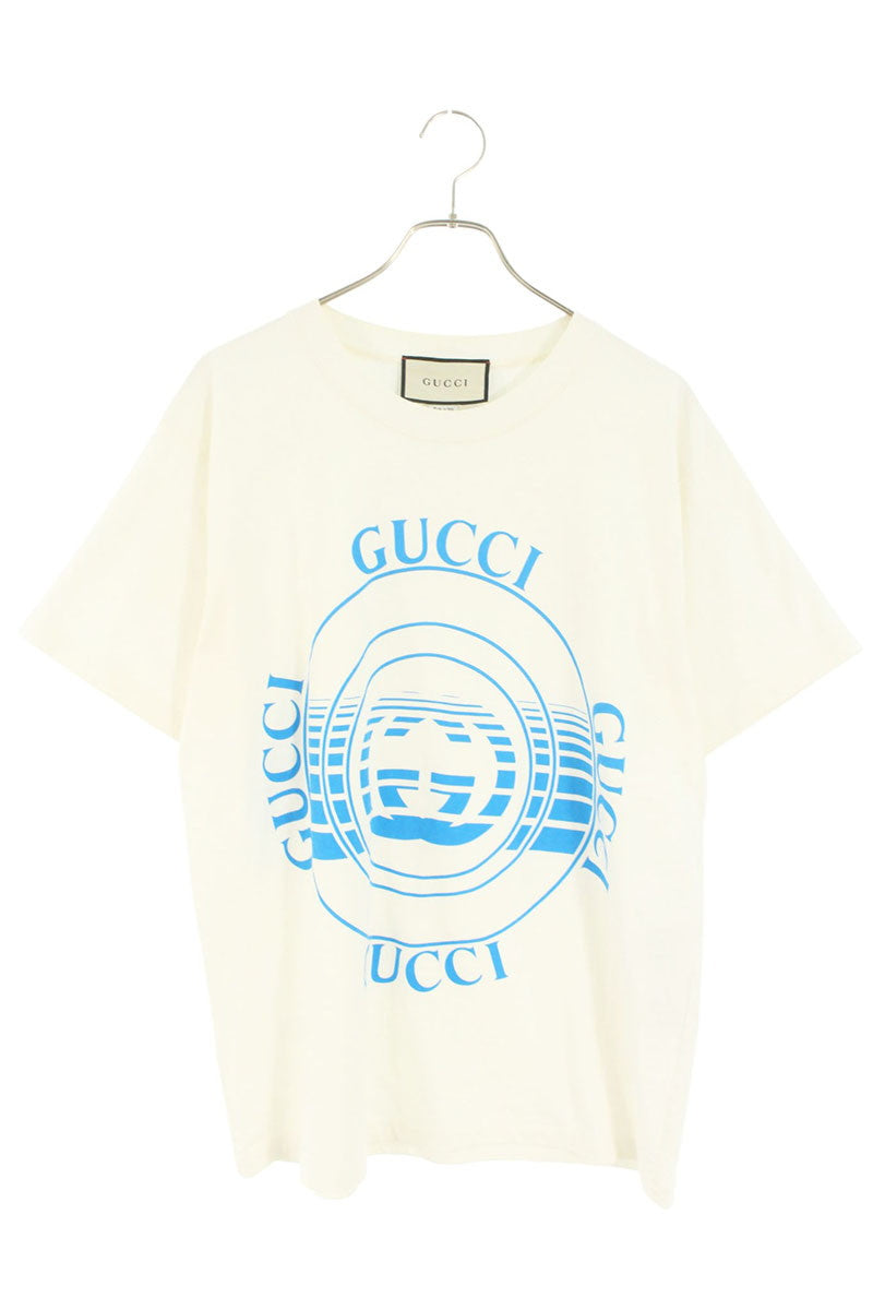 GUCCI White Cotton Logo Print T-shirt Size S