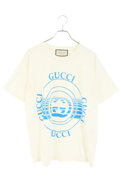 GUCCI White Cotton Logo Print T-shirt Size S