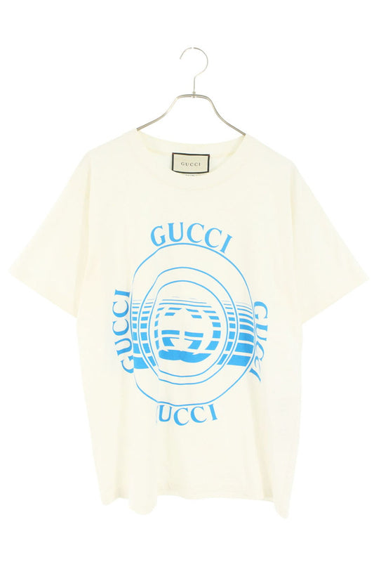GUCCI White Cotton Logo Print T-shirt Size S