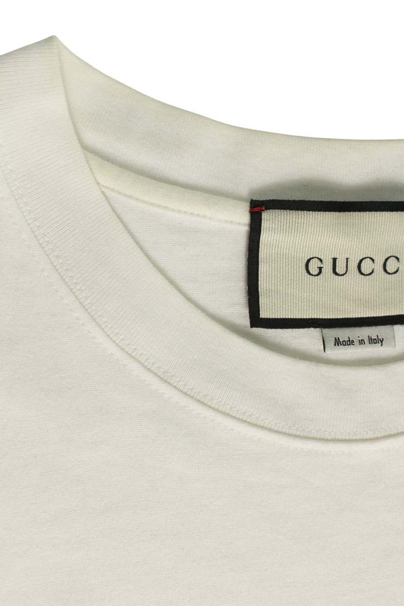 GUCCI White Cotton Logo Print T-shirt Size S