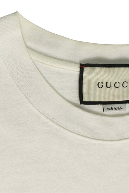 GUCCI White Cotton Logo Print T-shirt Size S