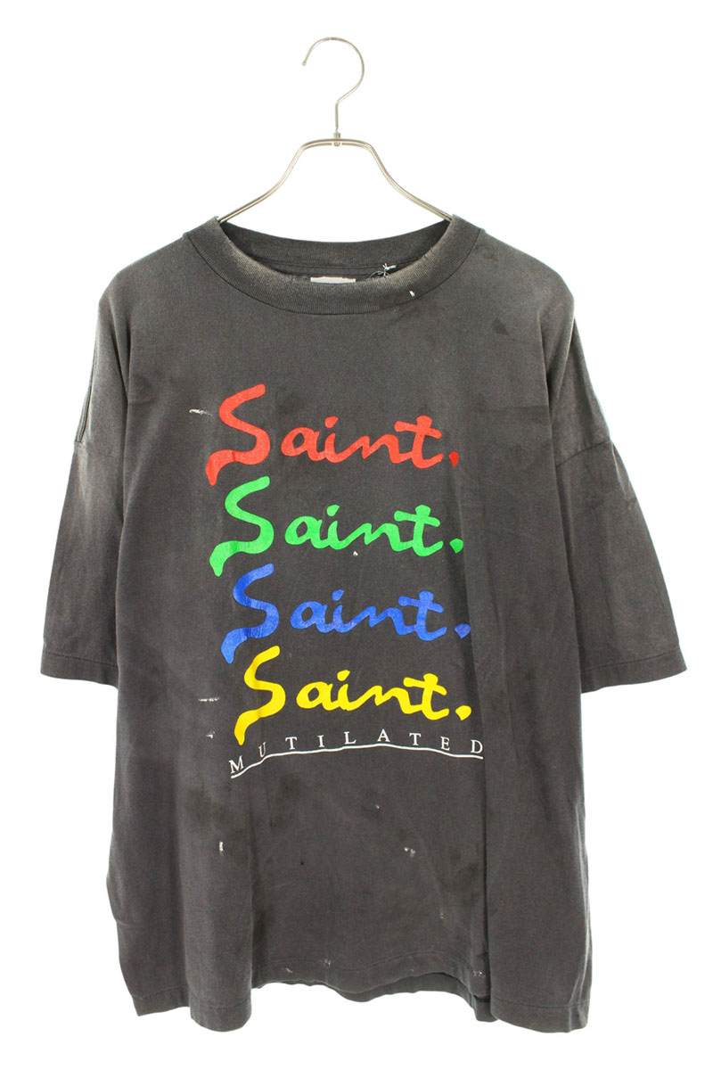 SAINT MICHAEL Multicolor Logo Tee Black Size XXL