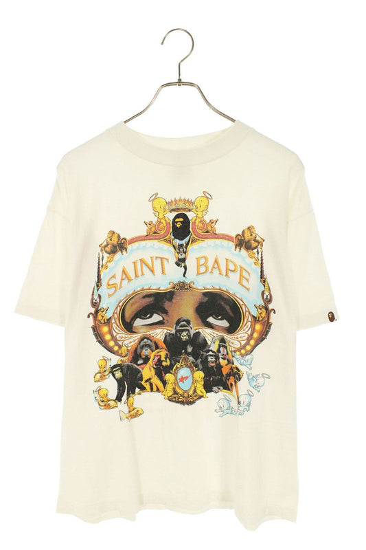 Bape x Saint Michael Print T-Shirt White Size S
