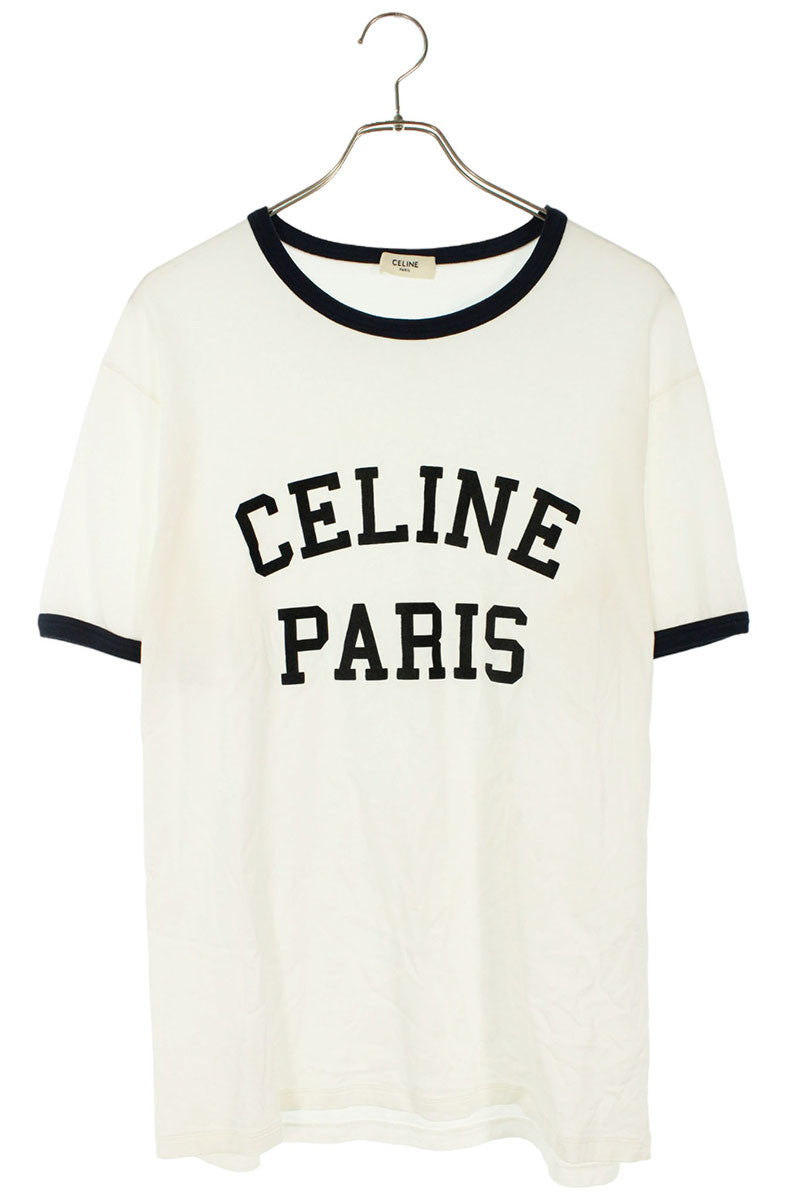 CELINE Multi Cotton Front Logo Print T-shirt Size XS