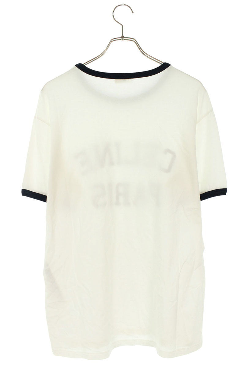 CELINE Multi Cotton Front Logo Print T-shirt Size XS