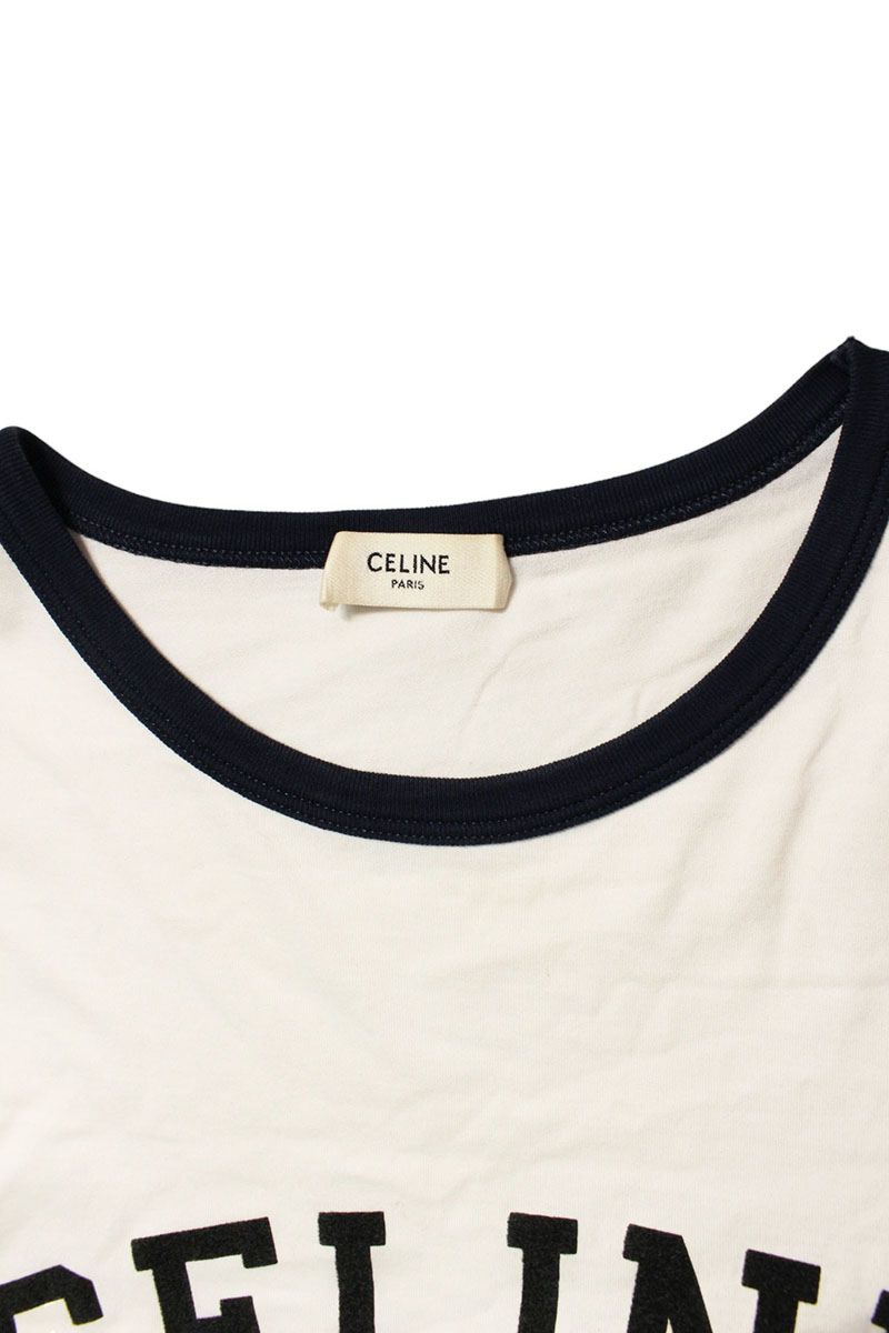 CELINE Multi Cotton Front Logo Print T-shirt Size XS