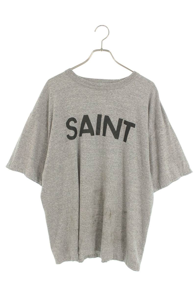 Saint Michael 25SS Vintage Logo Print T-Shirt Gray Size L