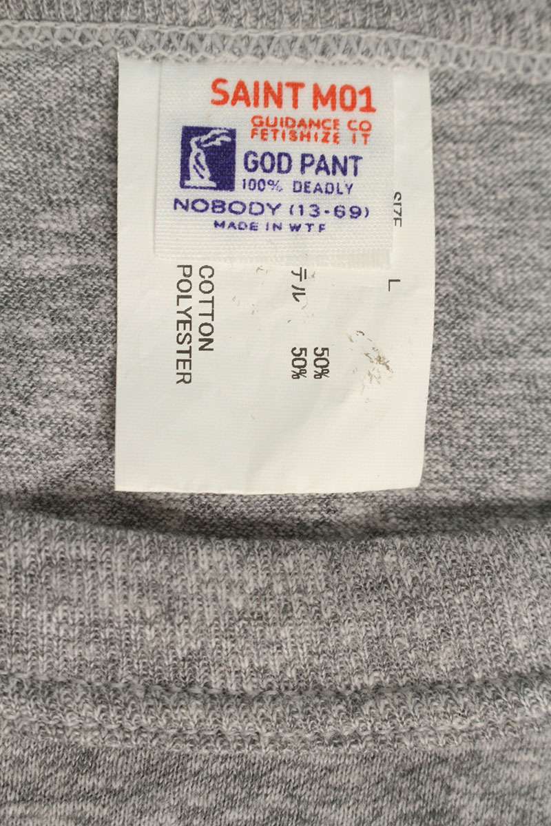 Saint Michael 25SS Vintage Logo Print T-Shirt Gray Size L