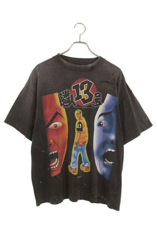 Saint Michael 25SS Vintage Print T-Shirt Black Size M