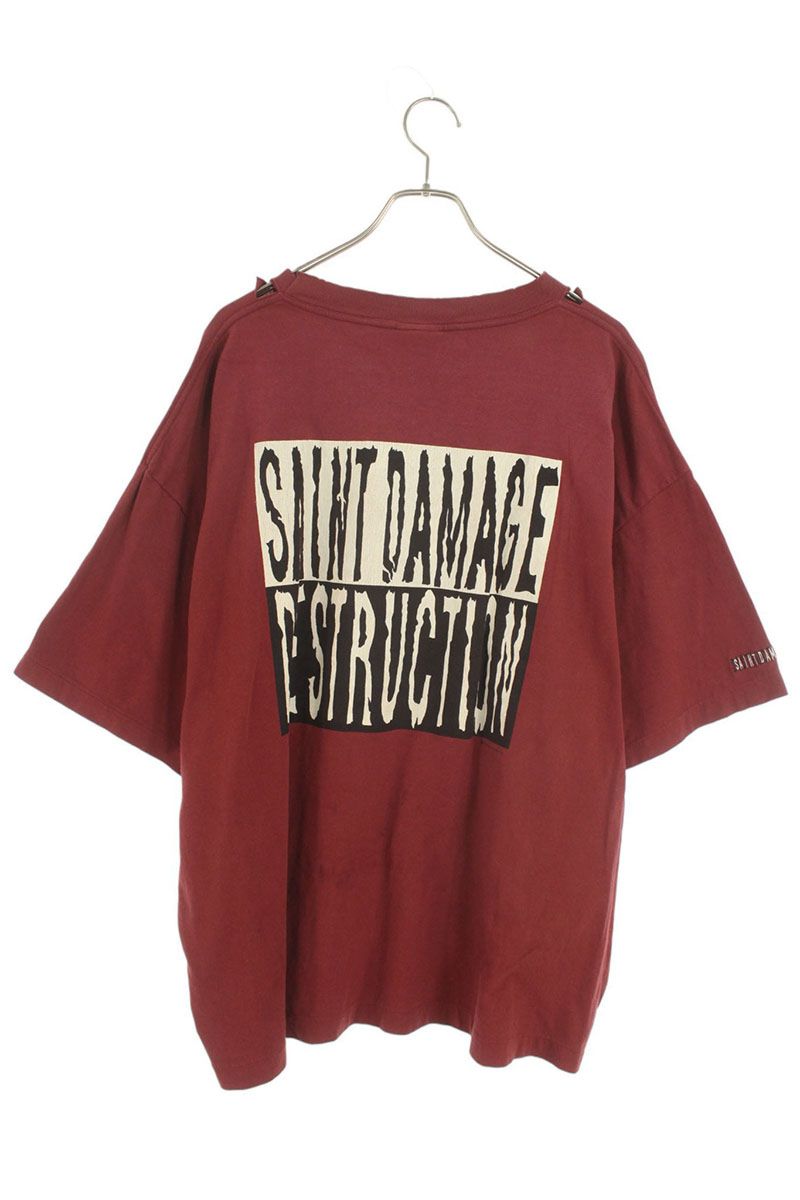 SAINT MICHAEL 25SS Distressed Graphic Print Tee Red Size XXL