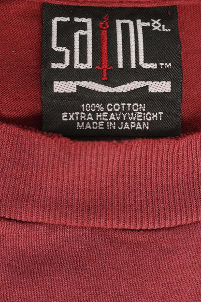 SAINT MICHAEL 25SS Distressed Graphic Print Tee Red Size XXL