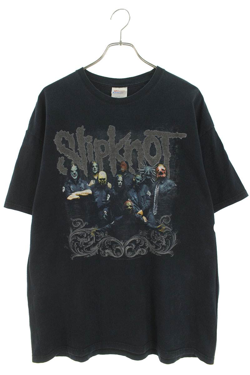 VINTAGE 00s Slipknot Tribal Print T-Shirt Black Size XL