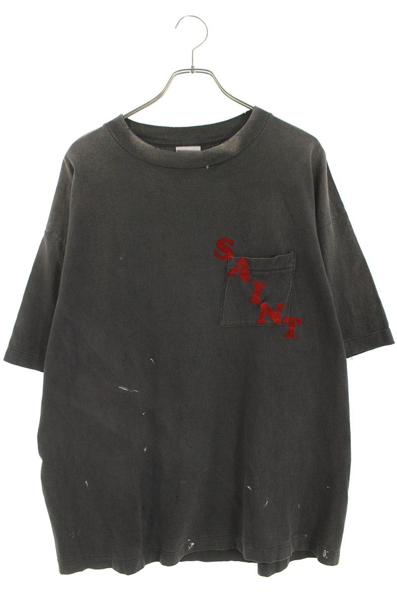 SAINT MICHAEL Back Lettering Pocket Tee Black Size XL
