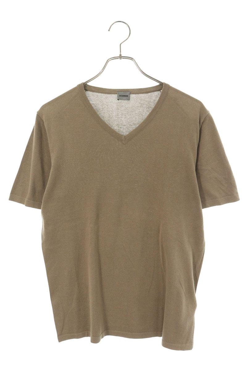 JILSANDER Khaki Cotton V-Neck T-Shirt Size S